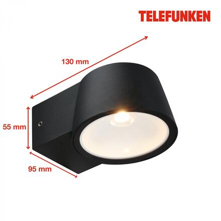 BRILONER TELEFUNKEN LED venkovní nástěnné svítidlo, IP54 voděodolné a prachotěsné, černý hliník 323005TF