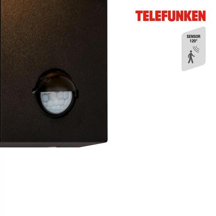 BRILONER TELEFUNKEN LED nástěnné svítidlo, pohybové čidlo, soumrakový senzor, černá 323105TF