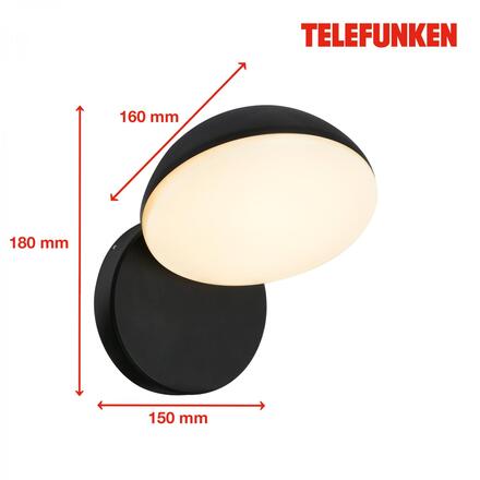 BRILONER TELEFUNKEN LED venkovní nástěnné svítidlo, voděodolné a prachotěsné, 1000 lm, 3.000K teplá bílá 323205TF