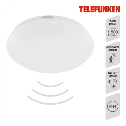 BRILONER TELEFUNKEN LED stropní svítidlo s čidlem, pr. 28 cm, 15 W, bílé IP44 TF 602006TF