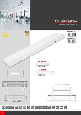 Ecolite LED stropní svítidlo 36W 4320lm 4100K IP20 bílá TL1902-36W/BI