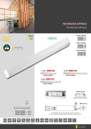 Ecolite Stmív. LED sv. 11-20W, max.3000lm, CCT, IP20 TLSVEL2-LED20W