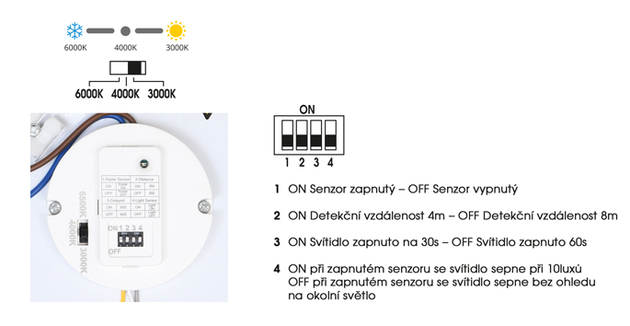 Ecolite LED stropní svítidlo kruh HF senzor pohybu 12W 980lm CCT IP44 bílé WCLR-HF/12W/CCT