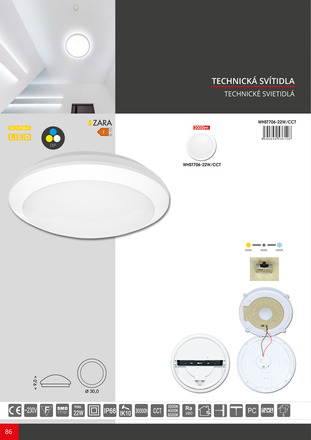 Ecolite Stropní LED svítidlo 22W 2000lm CCT IP66 IK10 WHST706-22W/CCT