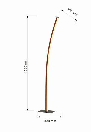 WOFI Stojací lampa Bologna 1x 21W LED 2350lm 3000K černá + dřevo 3020-106