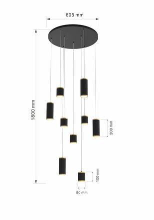 WOFI Závěsné svítidlo Toulouse 1x 57W LED 6600lm 3000K černá + zlatá 5003-904