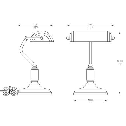 ZUMALINE A2048-GLD ROMA stolní pracovní lampa staromosaz