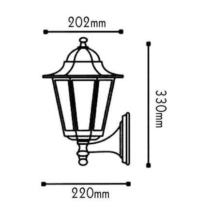ACA Lighting Garden lantern venkovní nástěnné svítidlo HI6021R