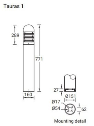 LIGMAN Venkovní sloupkové svítidlo TAURAS BOLLARDS 41W 3000K 962lm IP65 černá VÝPRODEJ VZORKU