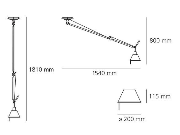 Artemide TOLOMEO závěsné decentralizované těleso bez stínítka 0629000A
