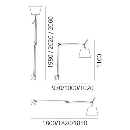 Artemide TOLOMEO MEGA těleso lampy vč. stmív. černá bez stínítka a základny 0778030A