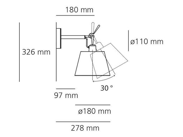 Artemide TOLOMEO nást. těleso  pro stínítko pr.180 – bez stínítka 1183010A