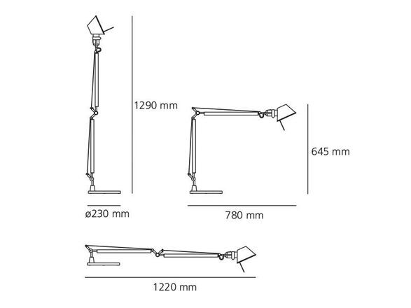 Artemide TOLOMEO stolní LED C/RILEVATORE detektor pohybu alu bez podstavce A005400