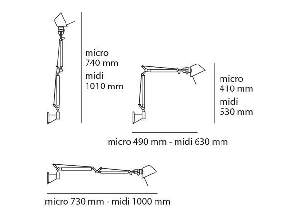 Artemide Tolomeo Micro stolní, stojací, nástěnná lampa LED 2700K - tělo lampy A0103W00