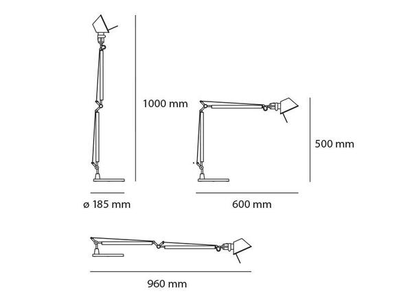 Artemide TOLOMEO MIDI LED těleso lampy aluminium bez podstavce A015100