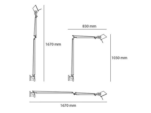 Artemide TOLOMEO BRACCIO NEW včetně držáku na stěnu A029050