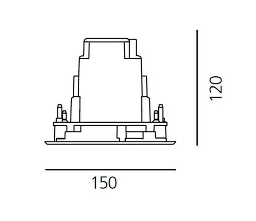 Artemide Ego 150 downlight čtverec EL 3000K Inox IK09 T4064ELPTW00