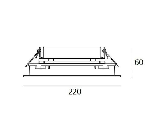 Artemide Ego 220 Flat sklo downlight čtverec 4d 3000K T42020NSPW00