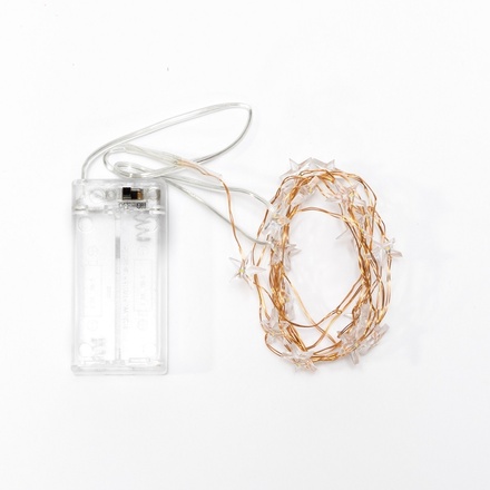 DecoLED LED světelný řetěz na baterie - hvězdičky, ledově bílá, 20 diod, 2,3 m