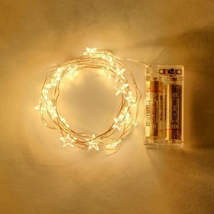 DecoLED LED světelný řetěz na baterie - hvězdičky, teple bílá, 40 diod, 3,4 m