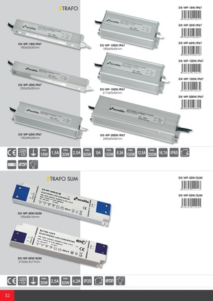 Ecolite El. trafo 230V-12V, 2.5A, 30W, 1.6mm, IP20 DX-WP-30W/SLIM
