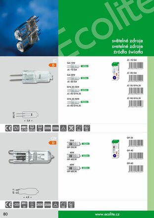 Ecolite Halogenová žárovka 60W čirá, 3800K G9-60CIR