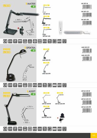 Ecolite Lampa stol. LED, 8W, 630lm, 4000K, černá L460-LED/CR