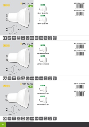 Ecolite LED zdroj GU10, SMD2835, 10W, 2700K, 790lm LED10W-GU10/2700