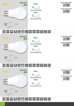 Ecolite LED zdroj E27, A60, 15W, 2700K, 1520lm LED15W-A60/E27/2700