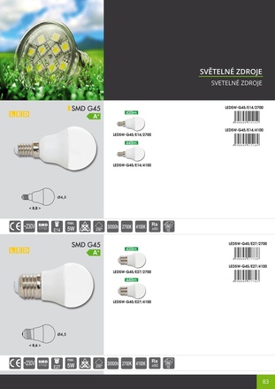 Ecolite LED mini globe E27, 5W, 2700K, 430lm LED5W-G45/E27/2700