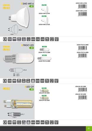 Ecolite LED žárovka MR16, LED5W, GU5.3, 490lm, 4100K LED5W-MR16/4100