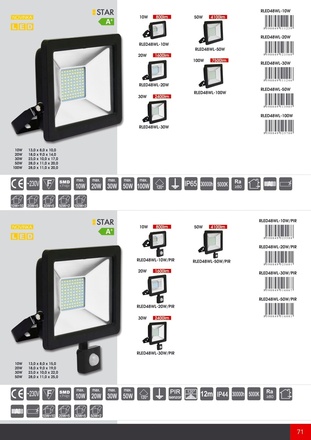 Ecolite LED reflektor vč. PIR, 30W, 5000K, IP65, 2400Lm RLED48WL-30W/PIR