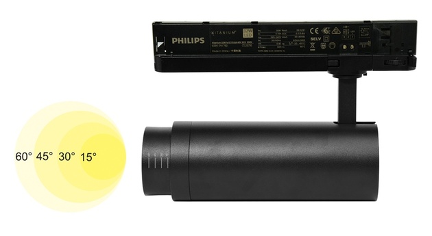 Ecolite Svítidlo na lištový systém (3f)15-60st., 30W, 4100K, černá TR-TL-30W/CR/NA