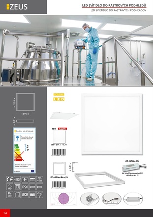 Ecolite Alu rám ke svítidlu LED-GPL44-45, bílý LED-GPL44-RAM/BI