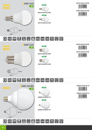 Ecolite LED mini globe E14, 7W, 4100K, 630lm LED7W-G45/E14/4100