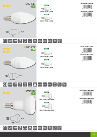 Ecolite LED mini svíčka E14, 7W, 2700K, 590lm LED7W-SV/E14/2700