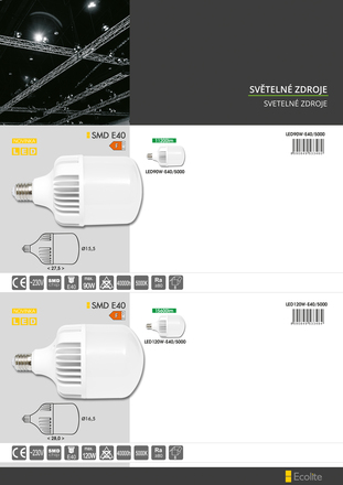 Ecolite LED zdroj E40, 90W, 5000K, 11200lm LED90W-E40/5000