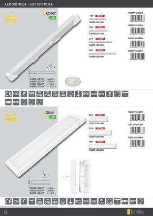 Ecolite Kuchyňské LED sv. 15W, 1300lm, 90cm, stříbrná TL4009-LED15W