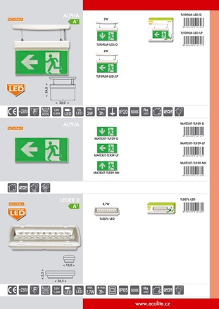 Ecolite Nouzové SMD sv., Ni-Cd, 1-3 hod, 130lm, 5000K, IP65 TL507L-LED