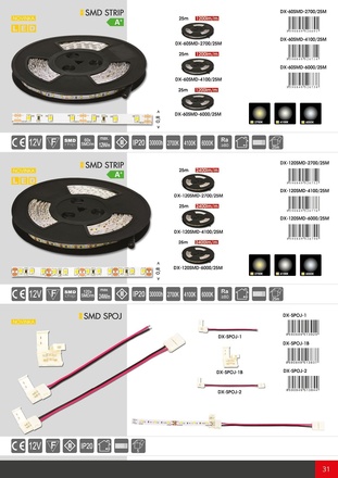 Ecolite LED pásek, SMD2835, 2400lm/m, IP20, 25m, 8mm DX-120SMD-2700/25M