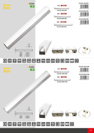 Ecolite LED sv. 15W, 1200lm, 60cm, IP44, 4000K, chrom TL4130-LED15W/CHR