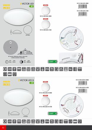 Ecolite LED sv. vč. nouzáku, bílé, IP44, 18W, HF senz.360 W131/EM/LED-3000