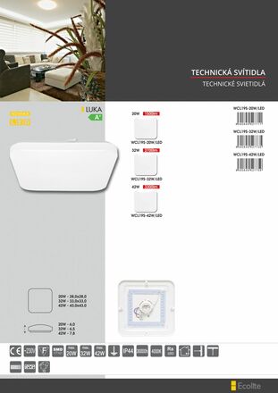Ecolite LED sv. stropní 42W, 3300lm, 4000K, bílé WCL19S-42W/LED