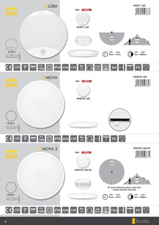 Ecolite Stropní LED sv., 16W, 1500lm, 4100K, IP65 WHST707-LED