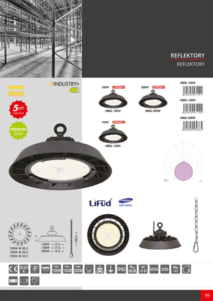 Ecolite SMD LED reflektor, 100W, 16000lm, 5000K, IP65, černý HB06-100W