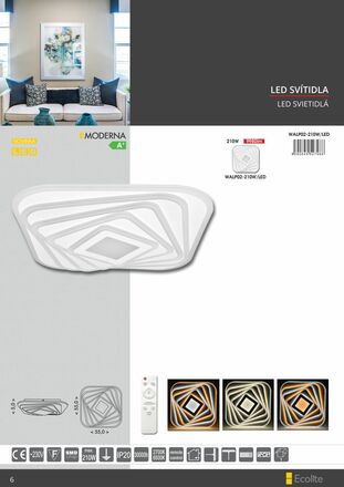 Ecolite LED sv.vč. RC, max.210W, multicolor, IP20 WALP02-210W/LED