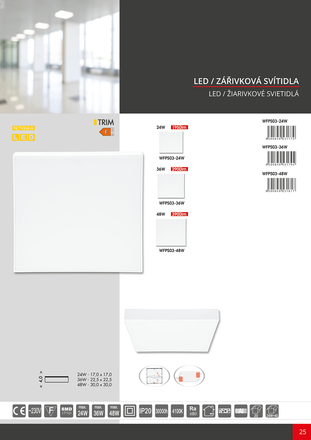 Ecolite SMD přisazené svítidlo 17x17cm, 24W, 4100K, IP20, 1950lm WFPS03-24W