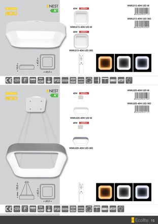 Ecolite LED svítidlo závěsné max.40W, 2600lm, CCT, 3000-6500K, IP20, šedá WMKL02S-40W/LED-SED