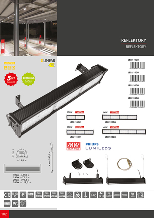 Ecolite SMD LED reflektor, 240W, 32400lm, 5000K, IP65, černý LB02-240W