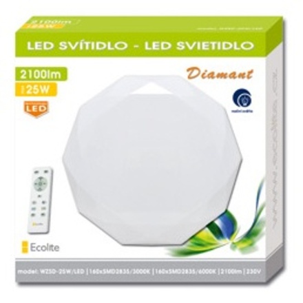 Ecolite LED sv. stropní vč. dálk. ovl., 25W, 2100lm, bílé WZSD-25W/LED